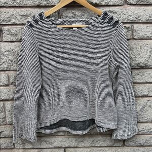 Roxy Monochrome Knit Sweater with Button Accents